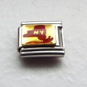 State of New York on gold enamel 9mm stainless steel Italian charm link new